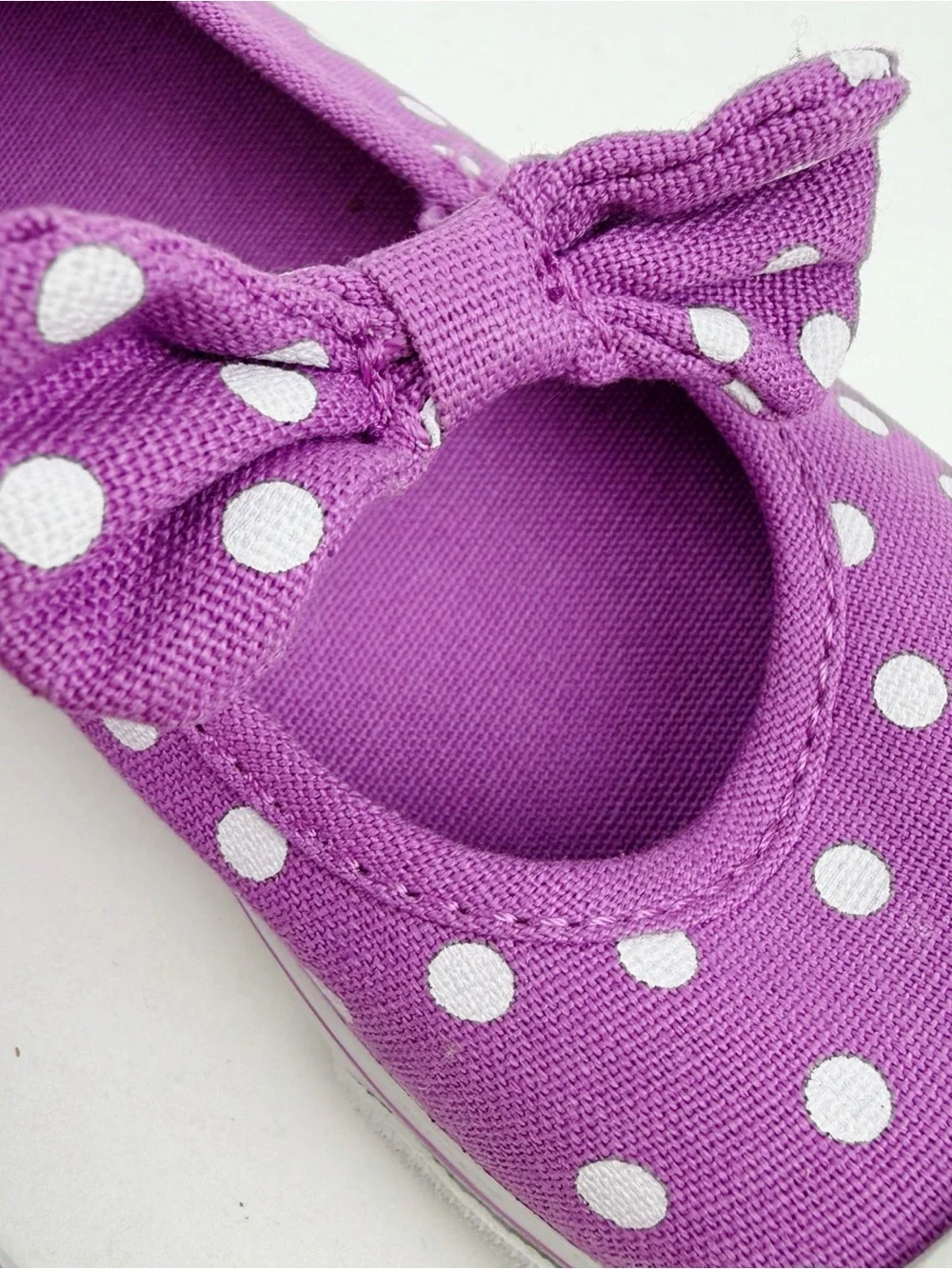 Gymboree Pinwheel Pastels Purple White Polka Dot Slip On Shoes Bow Size 10